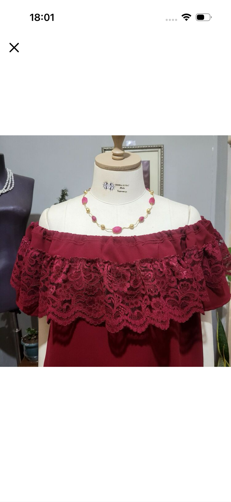 STD/Madonna Bordo Dantel Detaylı Bohem Bluz