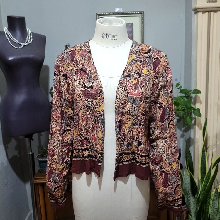 STD/Kahverengi Etnik Desenli Kimono Takım