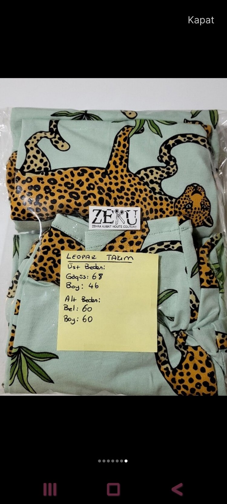 9-10 Yaş Çocuk Leopar Pamuklu Pijama Takımı