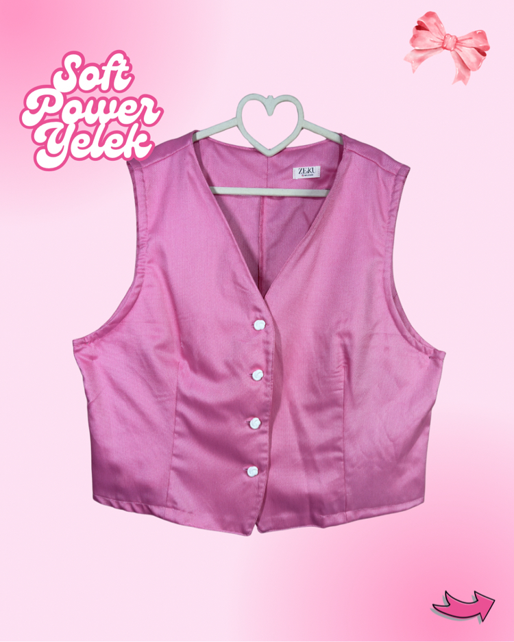 Soft Power Pastel Pembe Yelek