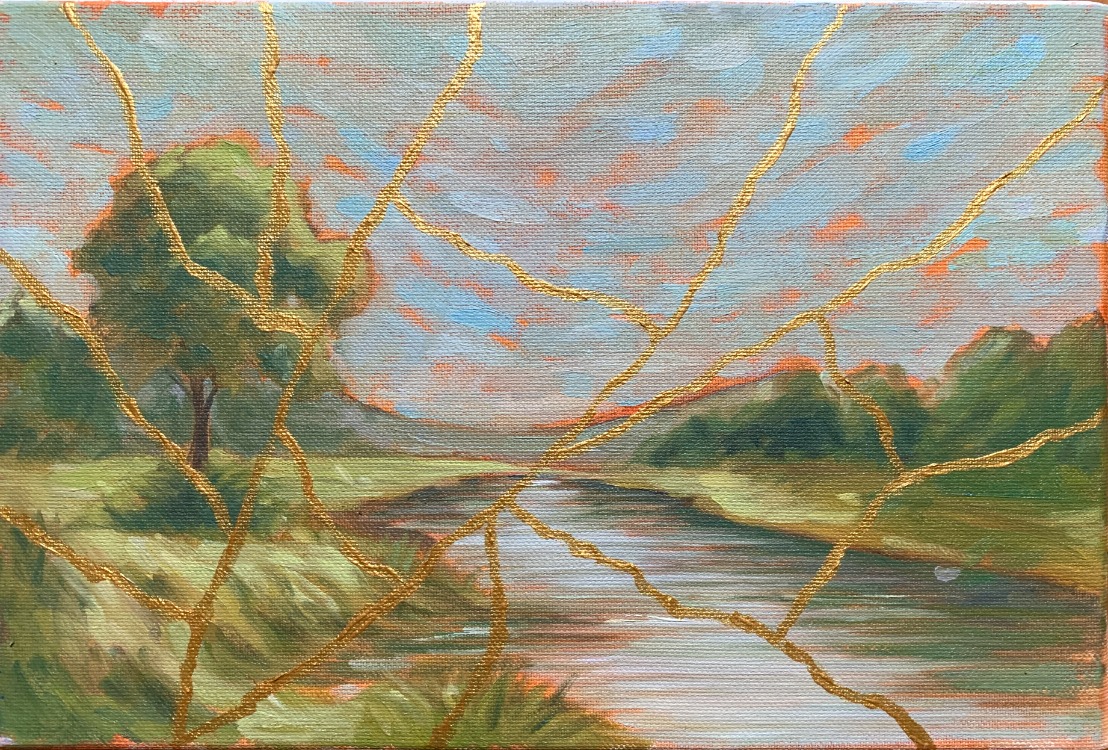 Kintsugi Landscape I - Orijinal Yağlı Boya Tablo (20x30 cm)