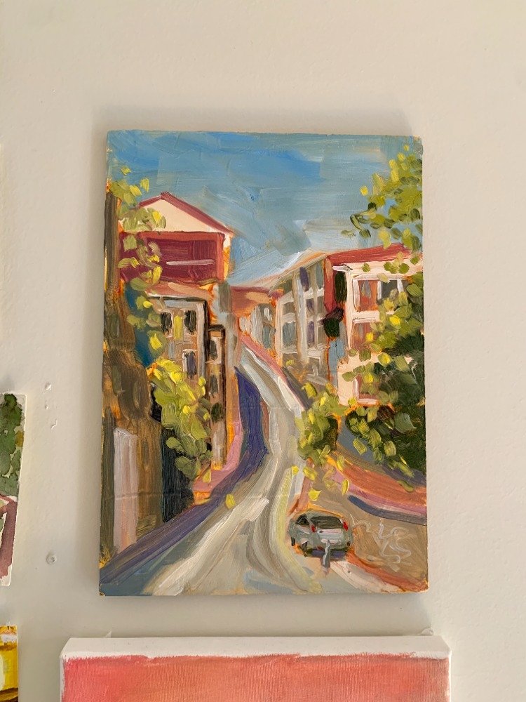 Kabatas Slopes I – Original Oil Painting on Wood Panel