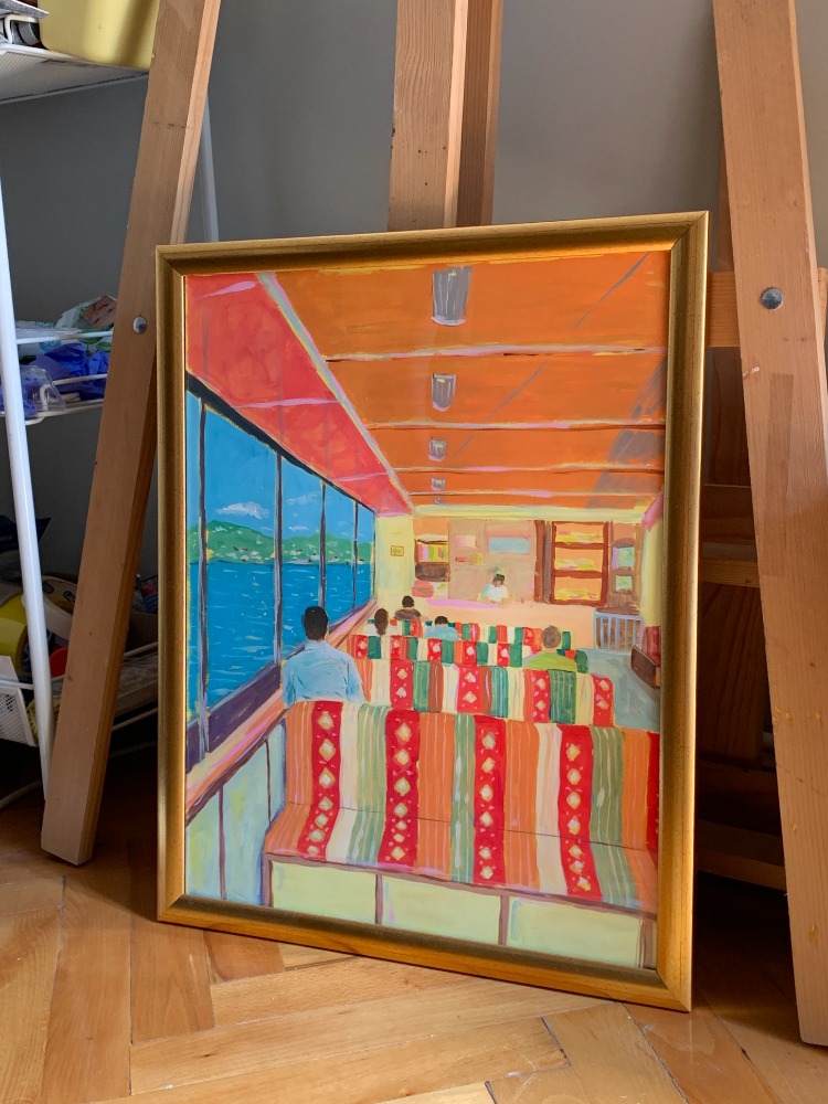 The Ferry Journey – Original Framed Acrylic Painting