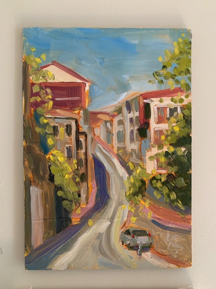 Kabatas Slopes I – Original Oil Painting on Wood Panel