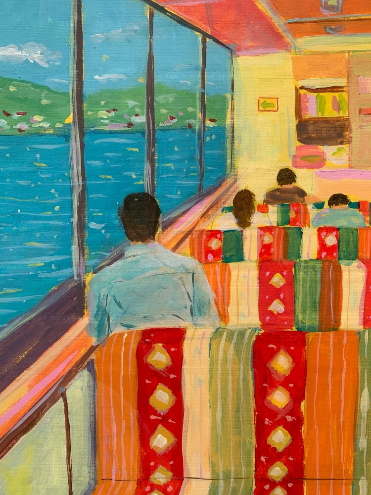 The Ferry Journey – Original Framed Acrylic Painting
