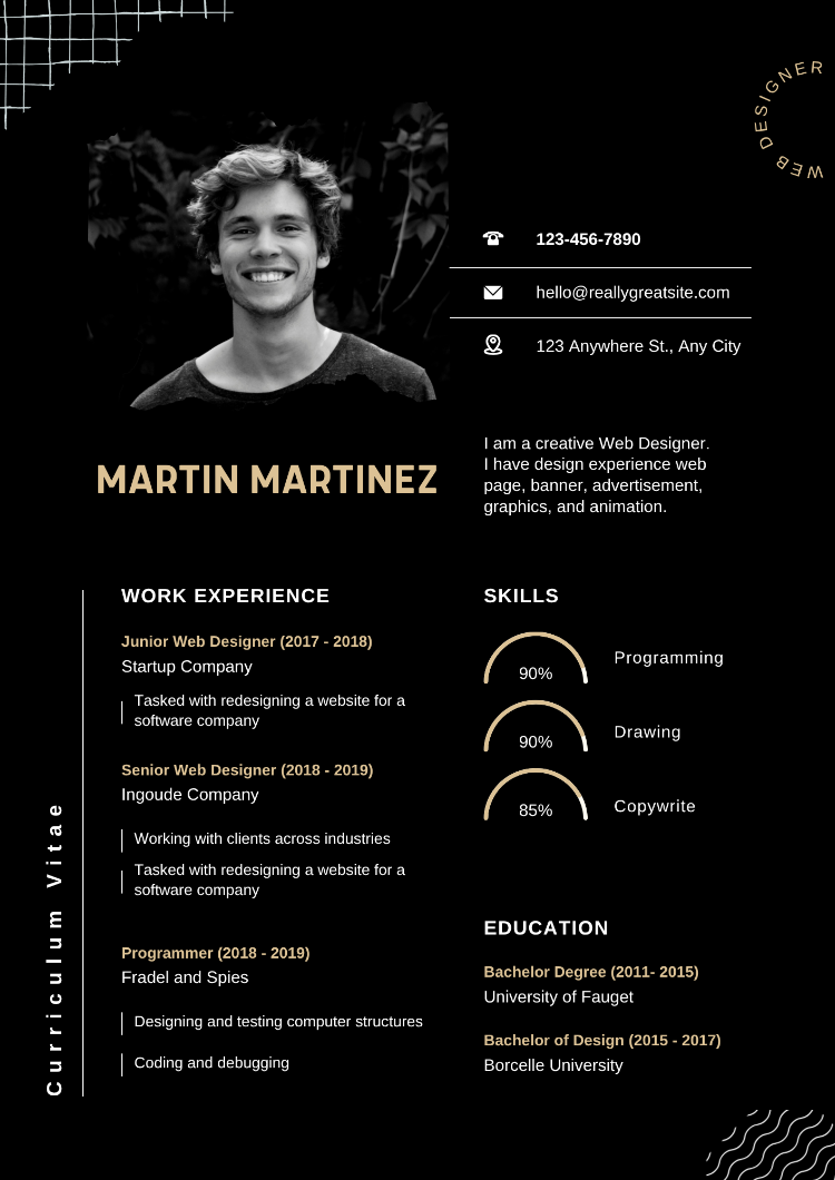 Black CV Web Designer Resume 