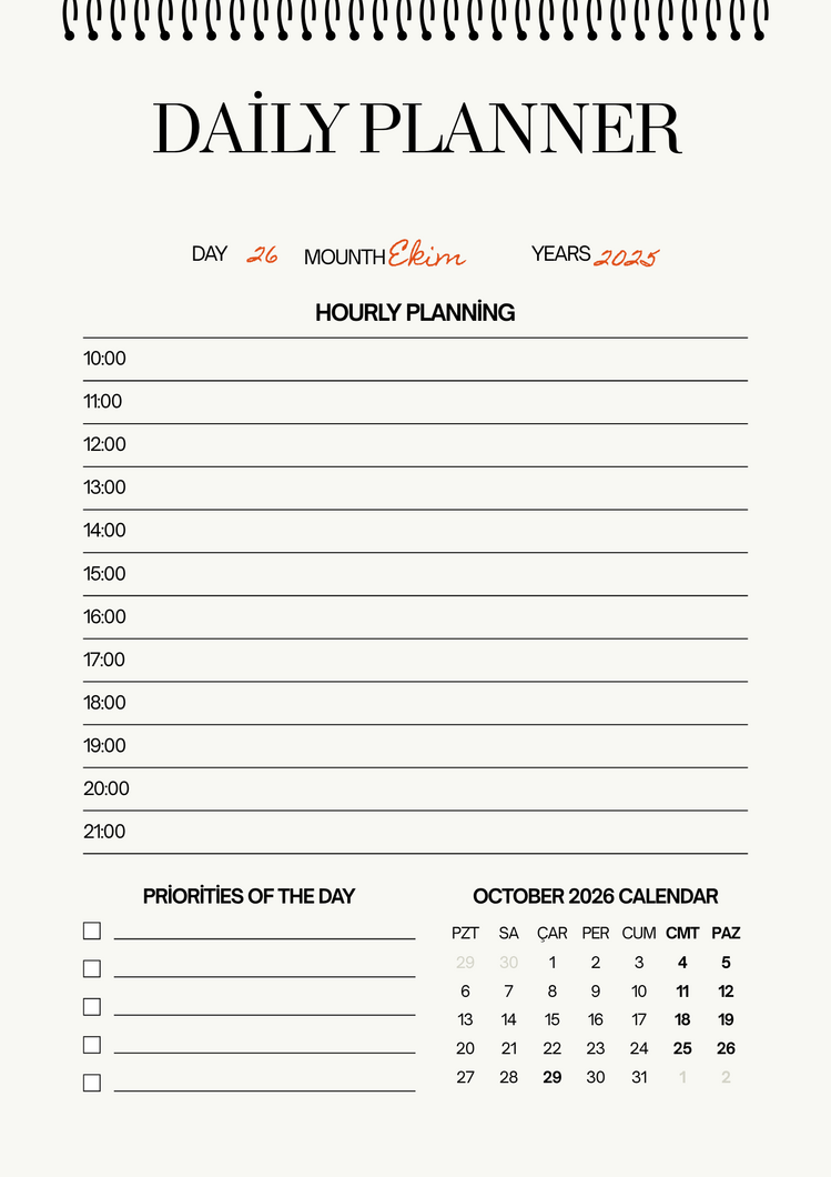 Black and White Daily Planner