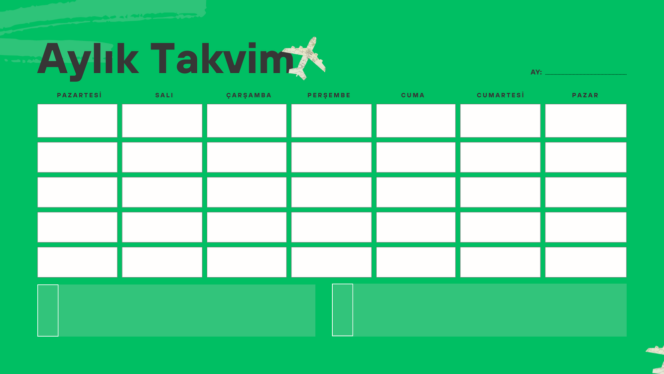 Krem Organik Aylık Planlayıcı Takvim