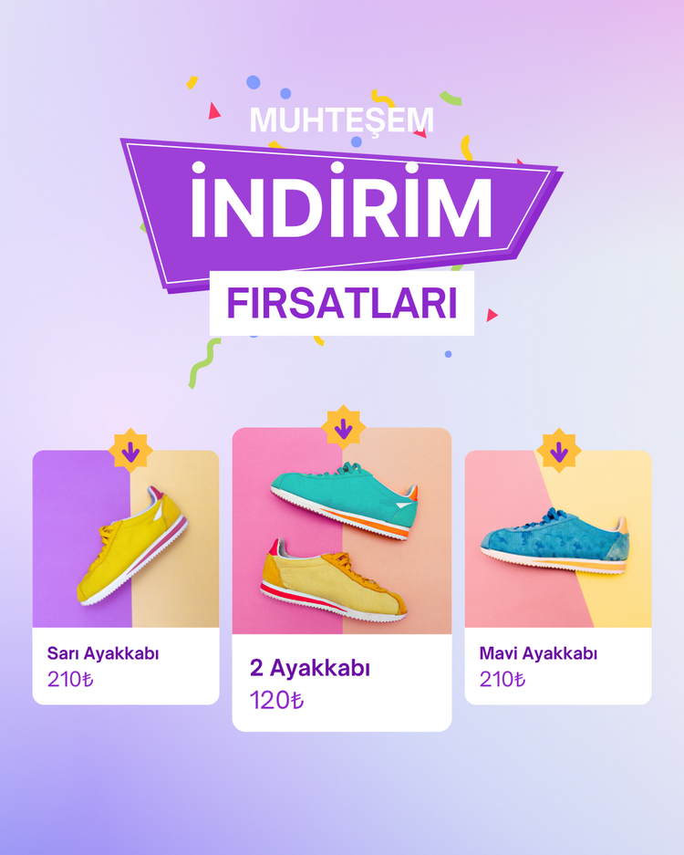 Mor Renkli Sade Muhteşem İndirim Fırsatı Instagram video Gönderisi