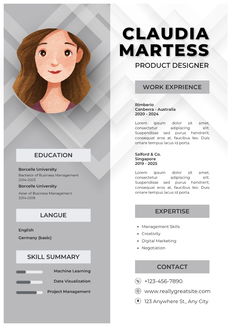 White And Grey Modern CV Resume