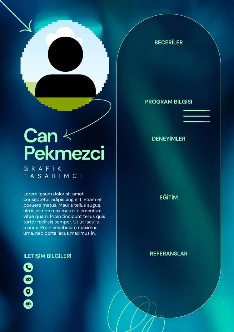 Mavi ve Yeşil Yaratıcı Grafik Tasarımcı CV Özgeçmiş
