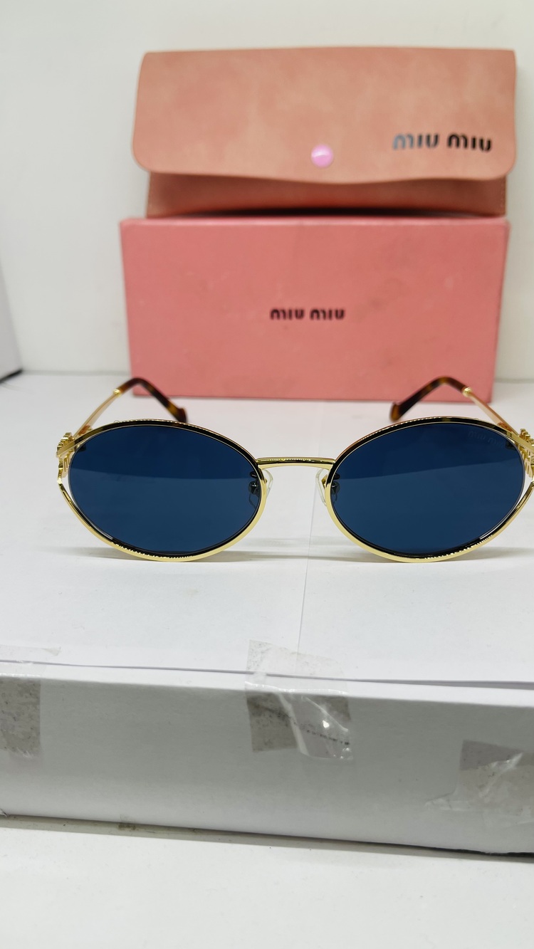 MIU GOLD ÇERÇEVE MAVİ ŞEFFAF CAM