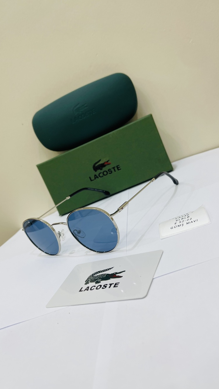 LACOSTE GÜMÜŞ ÇERÇEVE MAVİ ŞEFFAF CAM