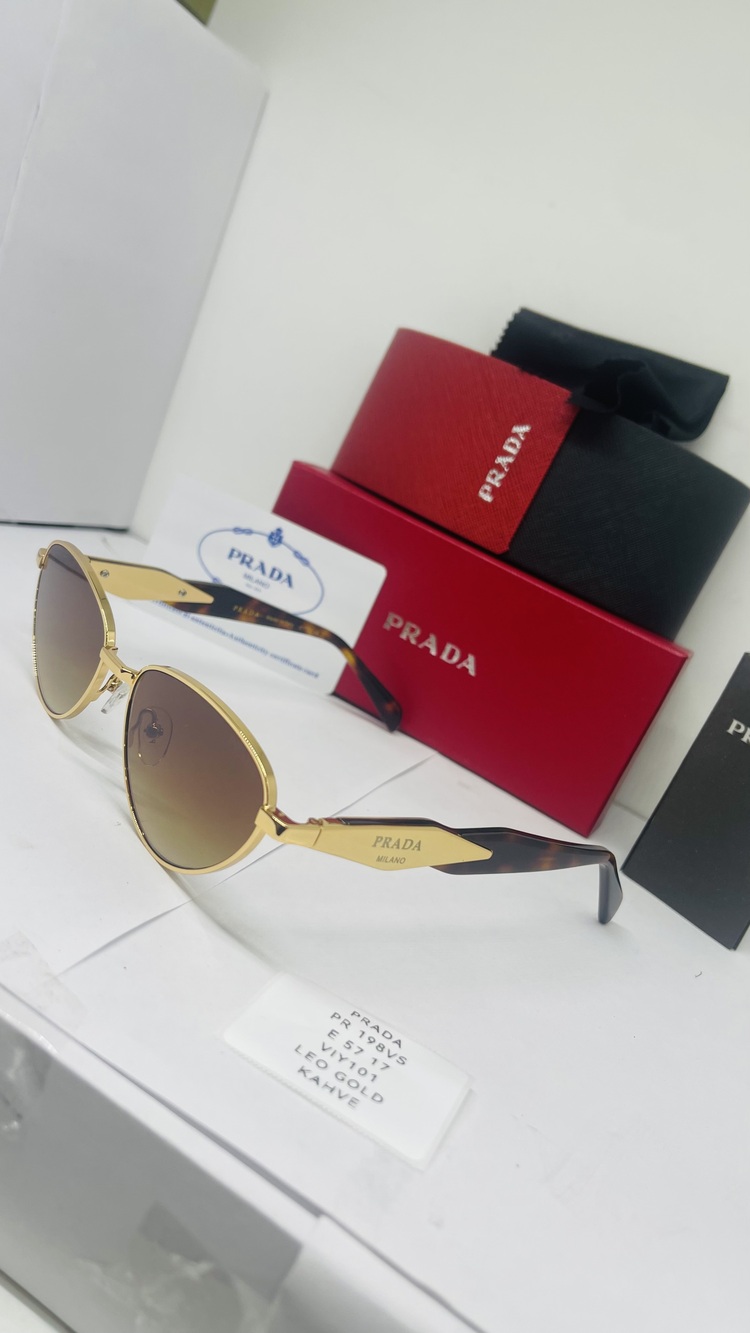 PRADA GOLD ÇERÇEVE KAHVE ŞEFFAF CAM
