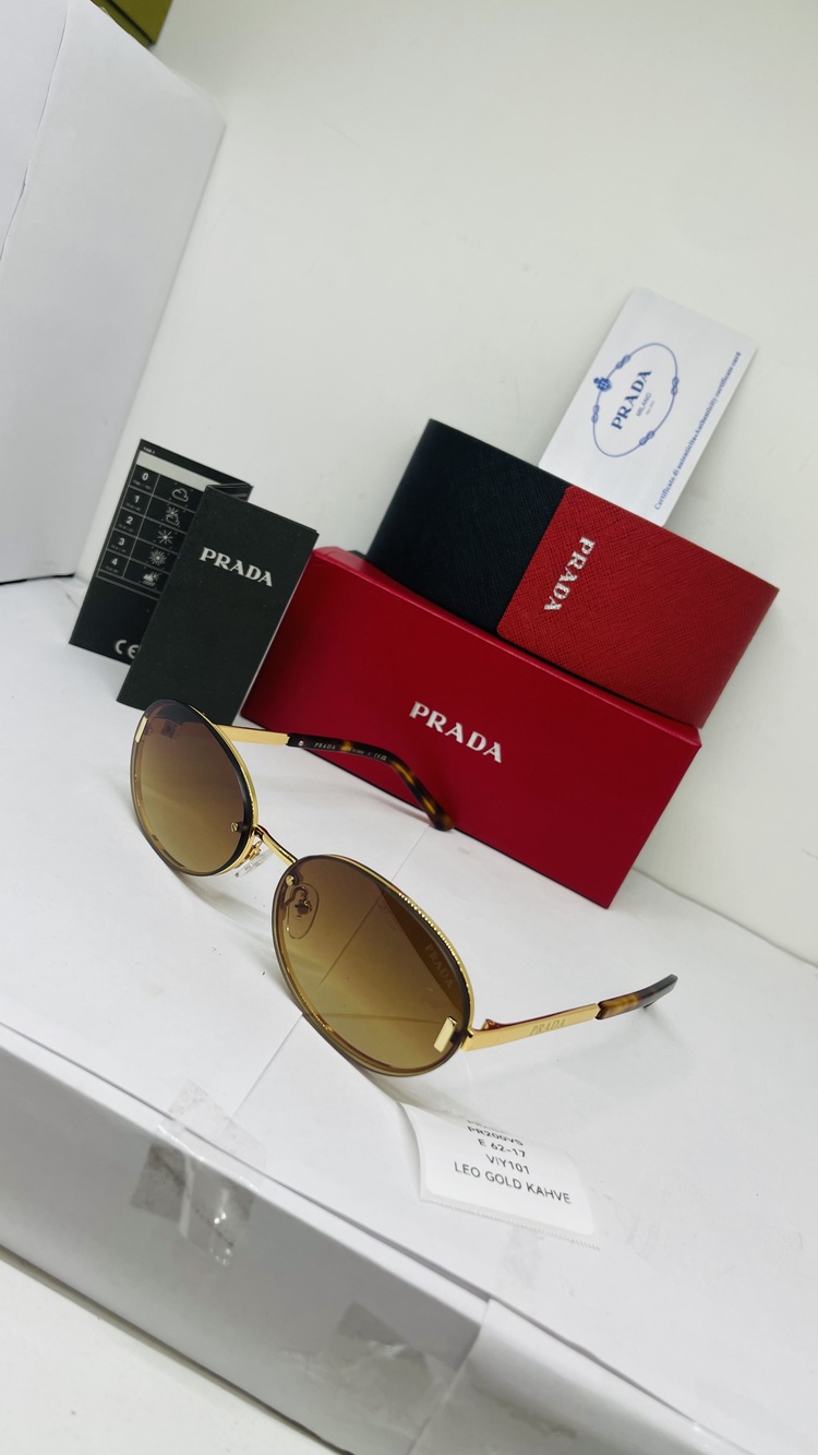 PRADA GOLD ÇERÇEVE KAHVE ŞEFFAF CAM