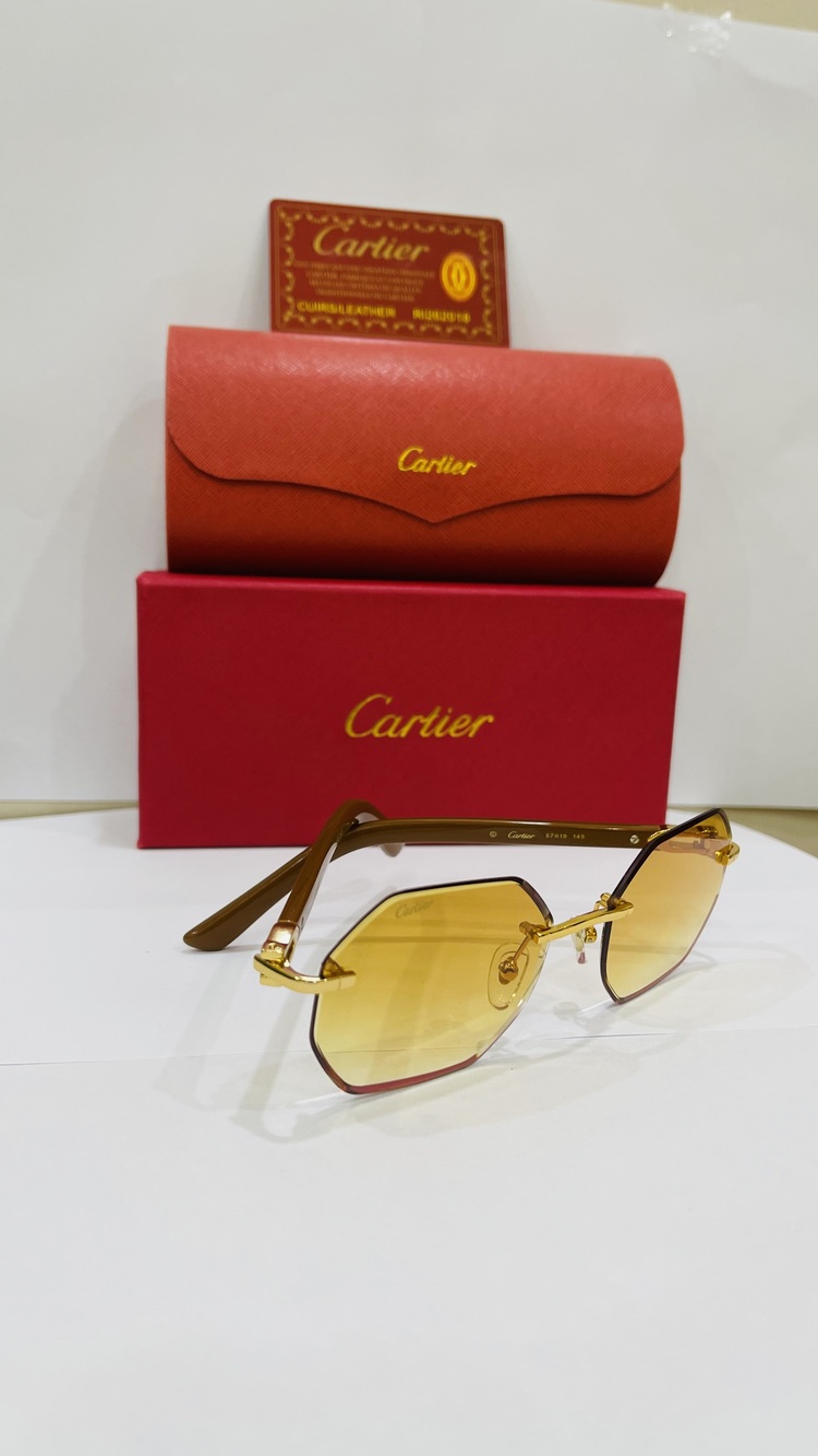 CARTİER KAHVE ÇERÇEVE SARI ŞEFFAF CAM