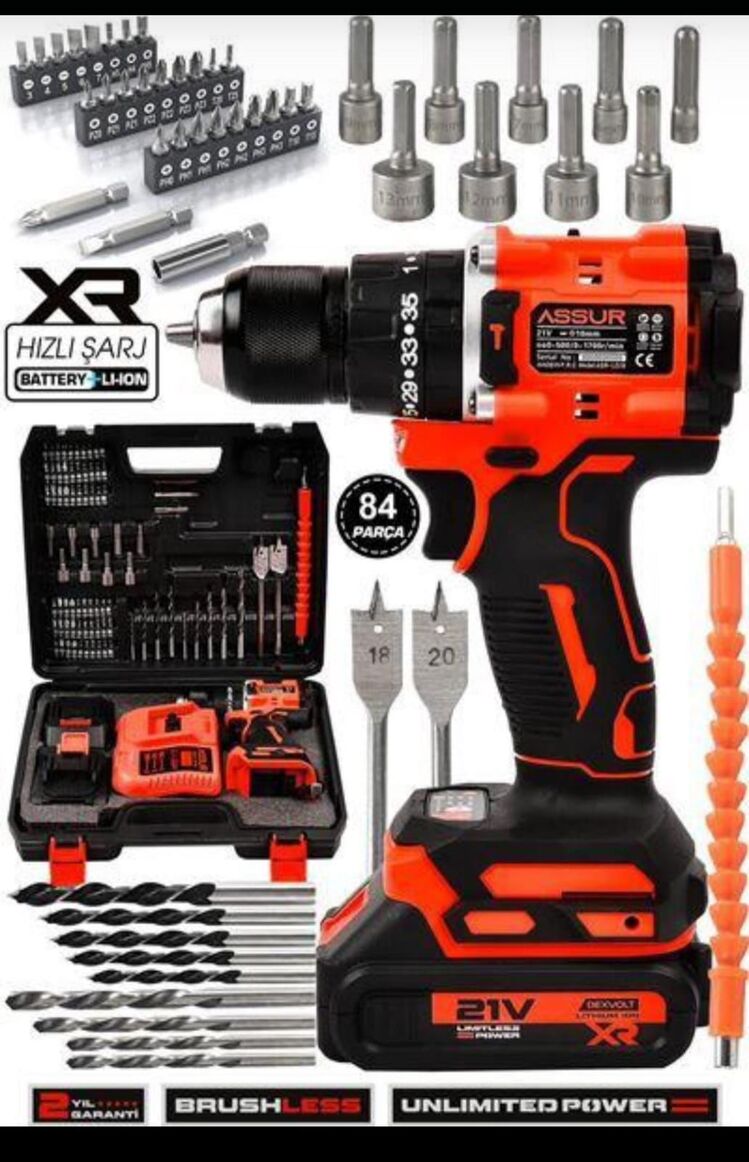 ASSUR ASR-132 Çelik Mandren Motor Kömürlü Darbeli Şarjlı Matkap