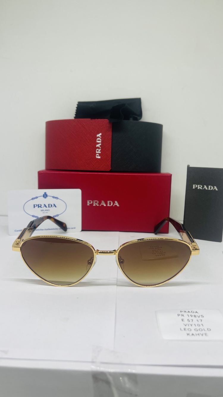 PRADA GOLD ÇERÇEVE KAHVE ŞEFFAF CAM