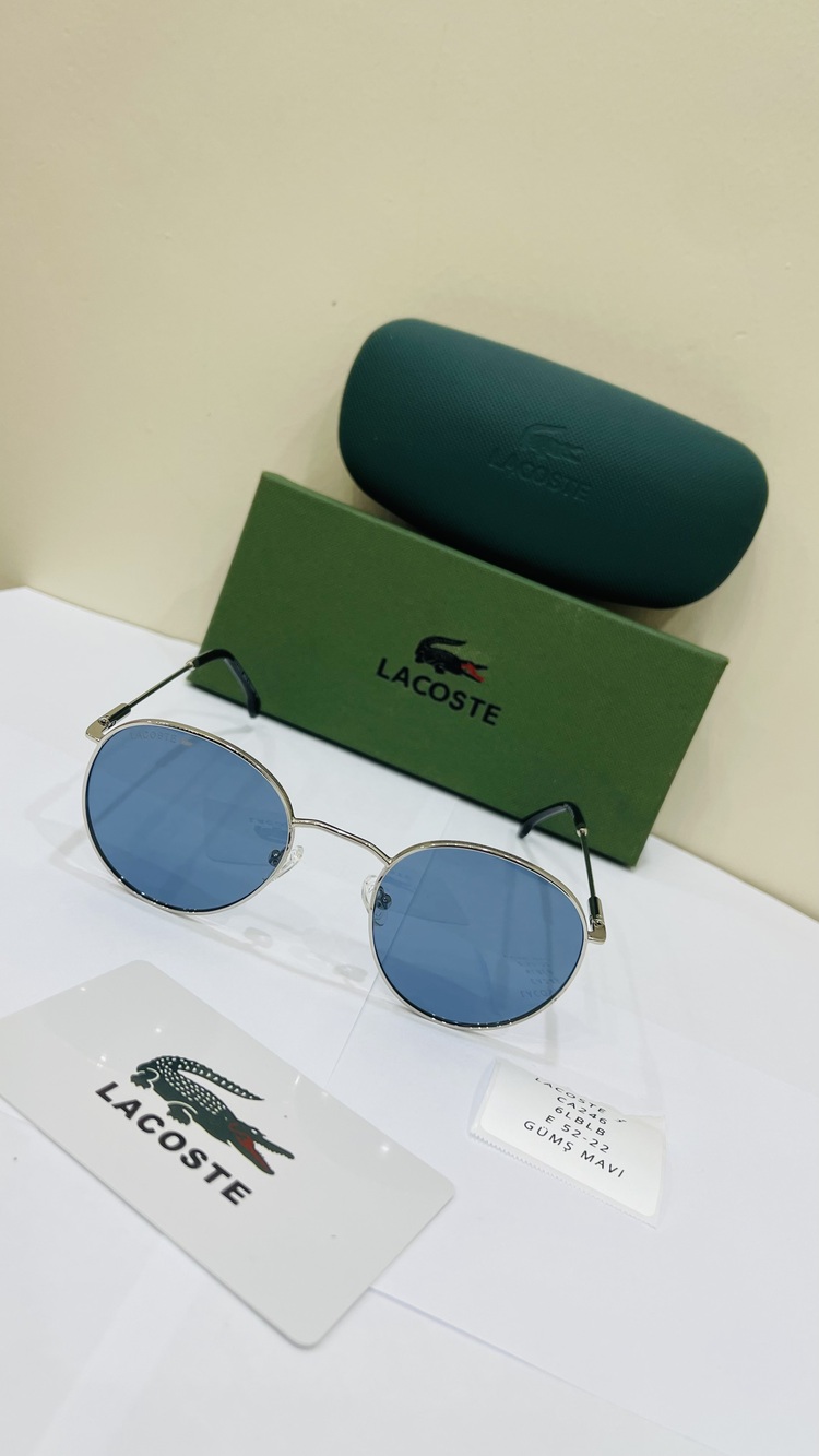 LACOSTE GÜMÜŞ ÇERÇEVE MAVİ ŞEFFAF CAM