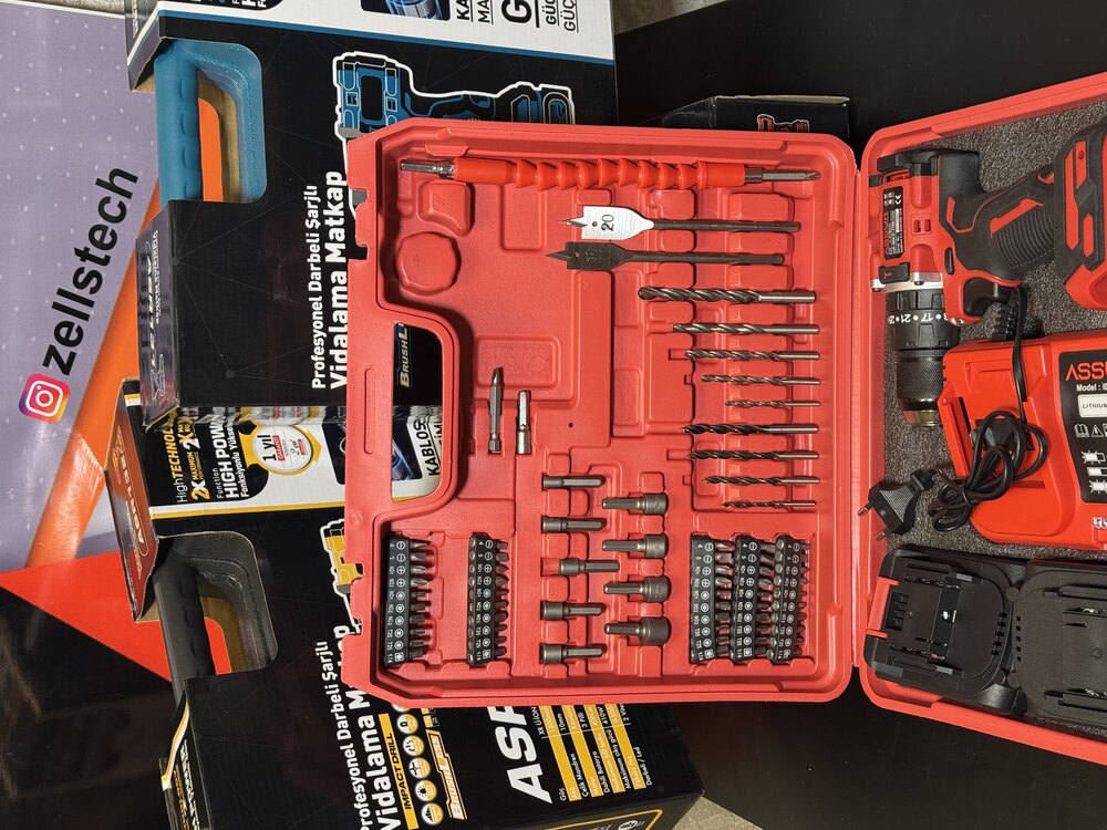 ASSUR ASR-132 Çelik Mandren Motor Kömürlü Darbeli Şarjlı Matkap