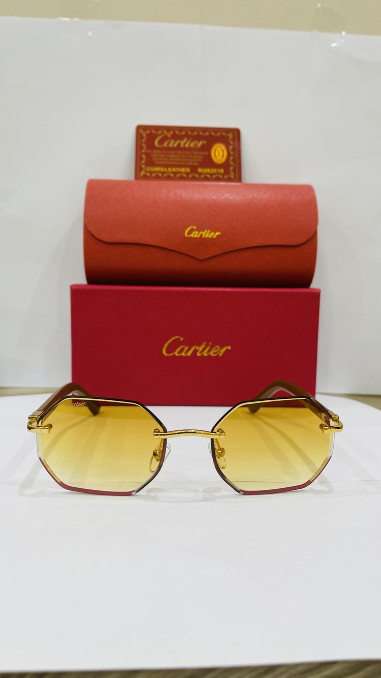 CARTİER KAHVE ÇERÇEVE SARI ŞEFFAF CAM