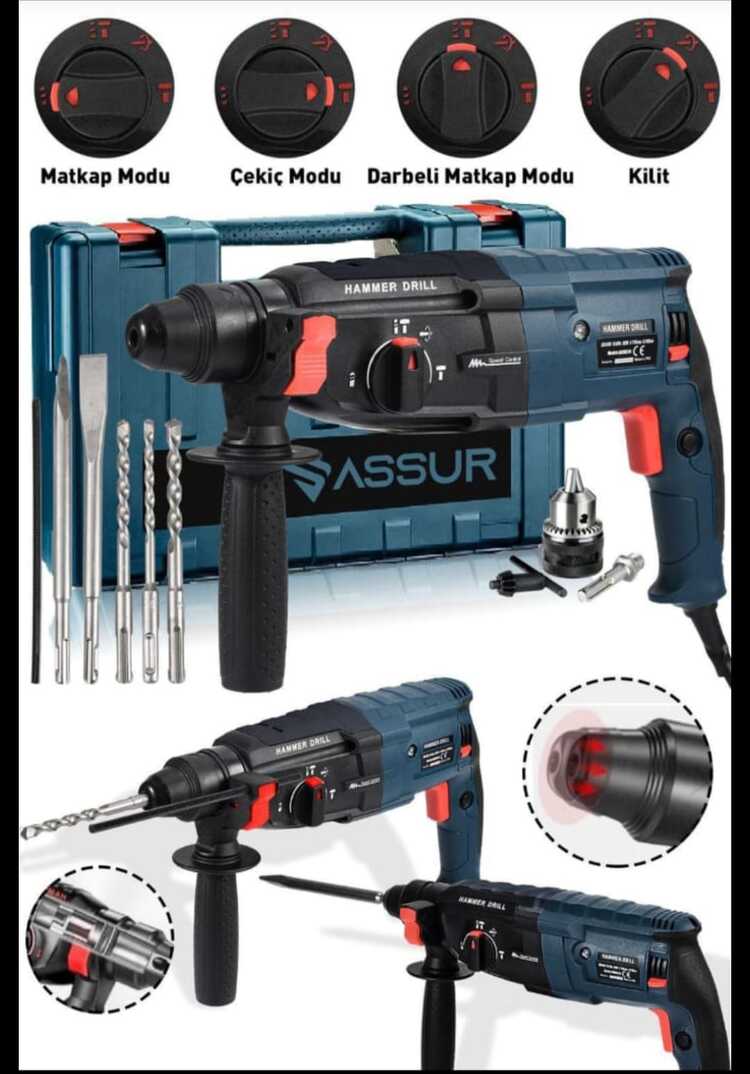 ASSUR Metal Şanzıman Darbeli Matkap Kırıcı Delici Hilti 2-28mm