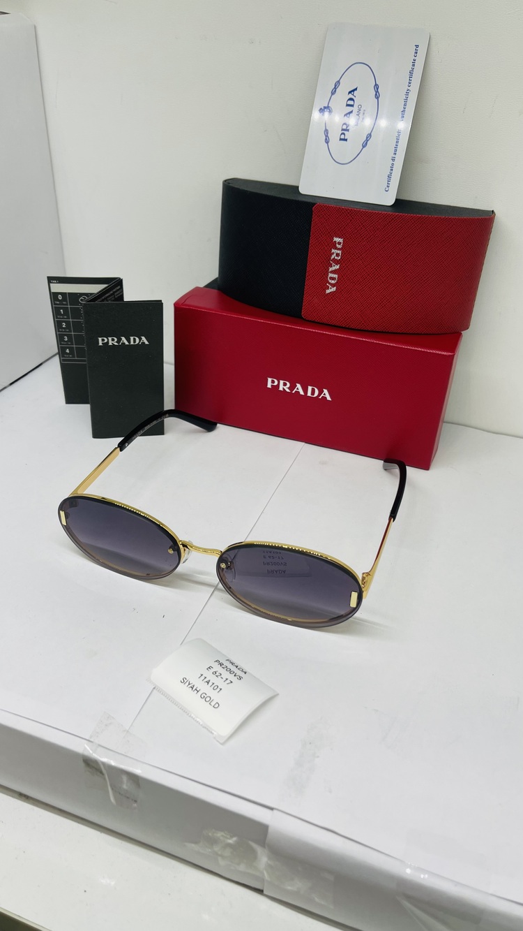 PRADA GOLD ÇERÇEVE SİYAH ŞEFFAF CAM