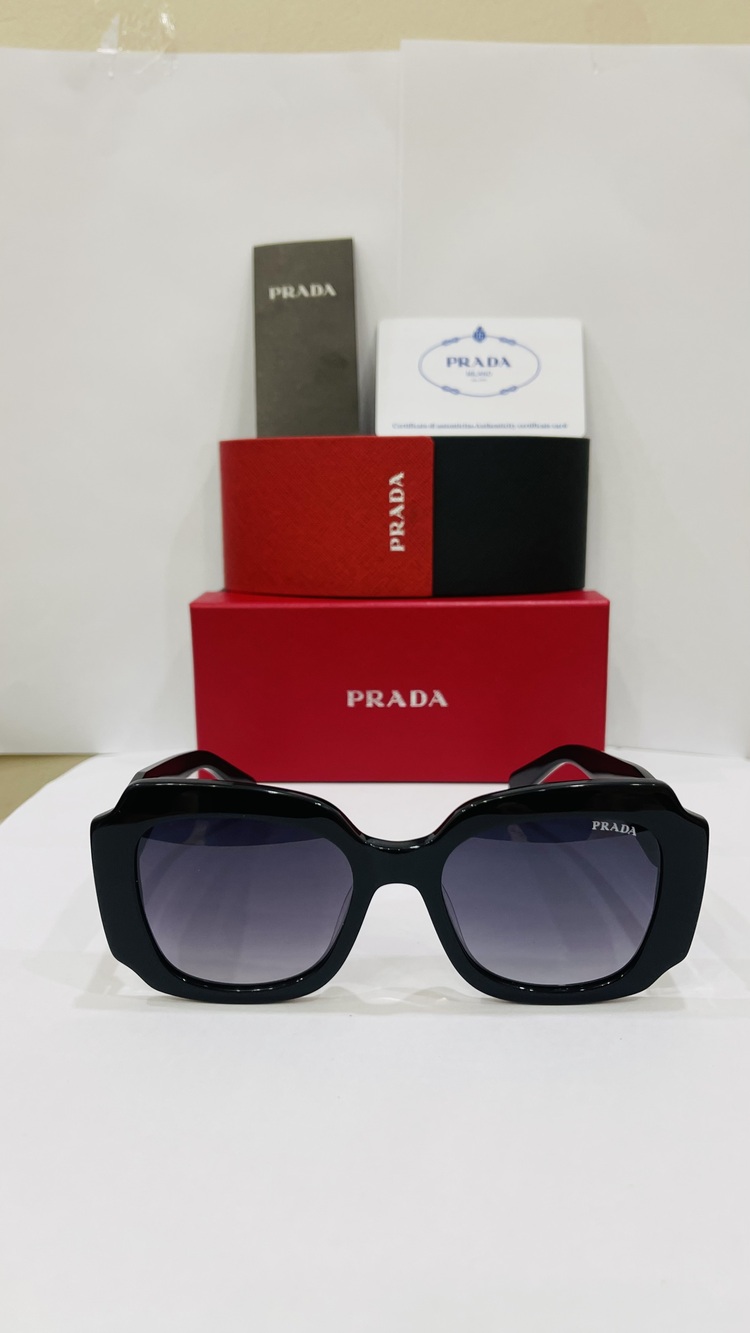 PRADA SİYAH ÇERÇEVE MAVİ ŞEFFAF CAM