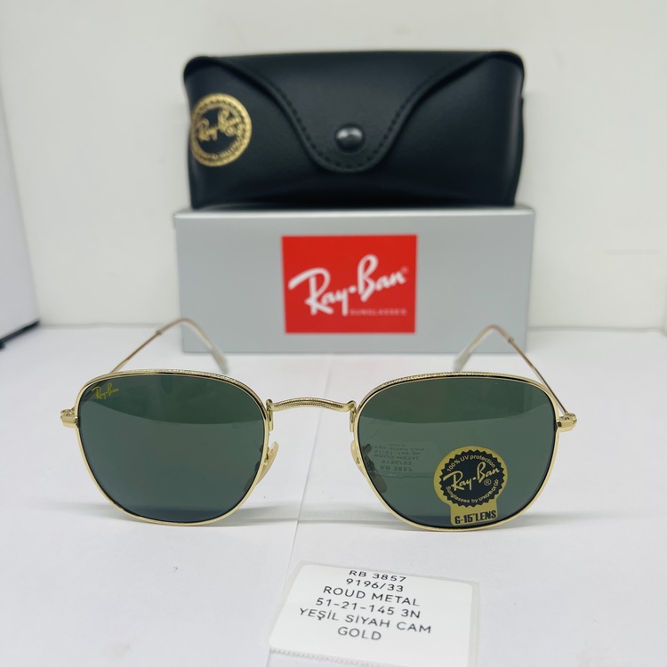 RAYBAN RB-3857 GOLD ÇERÇEVE YEŞİL CAM ÜNİSEX