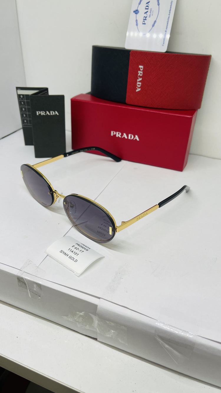 PRADA GOLD ÇERÇEVE SİYAH ŞEFFAF CAM