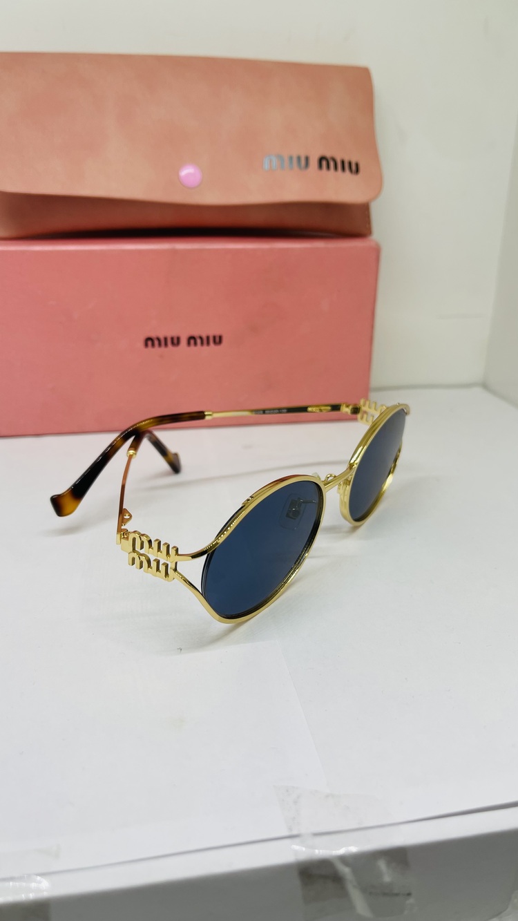 MIU GOLD ÇERÇEVE MAVİ ŞEFFAF CAM