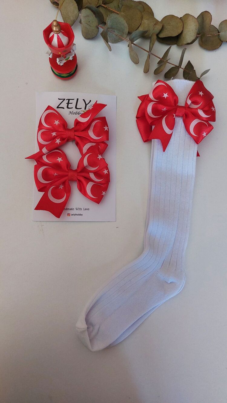 Ay yıldız çorap toka set
