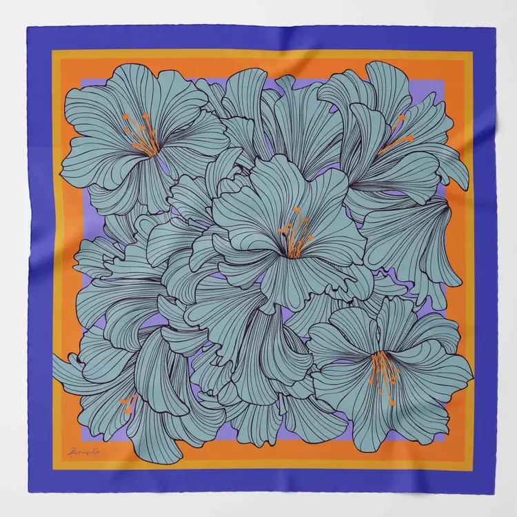 ZERAFETİM Zentagle Desen İpek Twill Eşarp