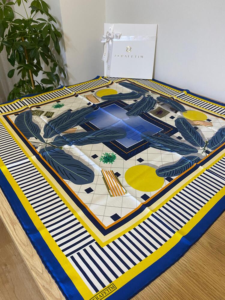 ZERAFETİM Marakeş Desen İpek Twill Eşarp