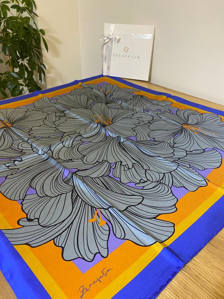 ZERAFETİM Zentagle Desen İpek Twill Eşarp