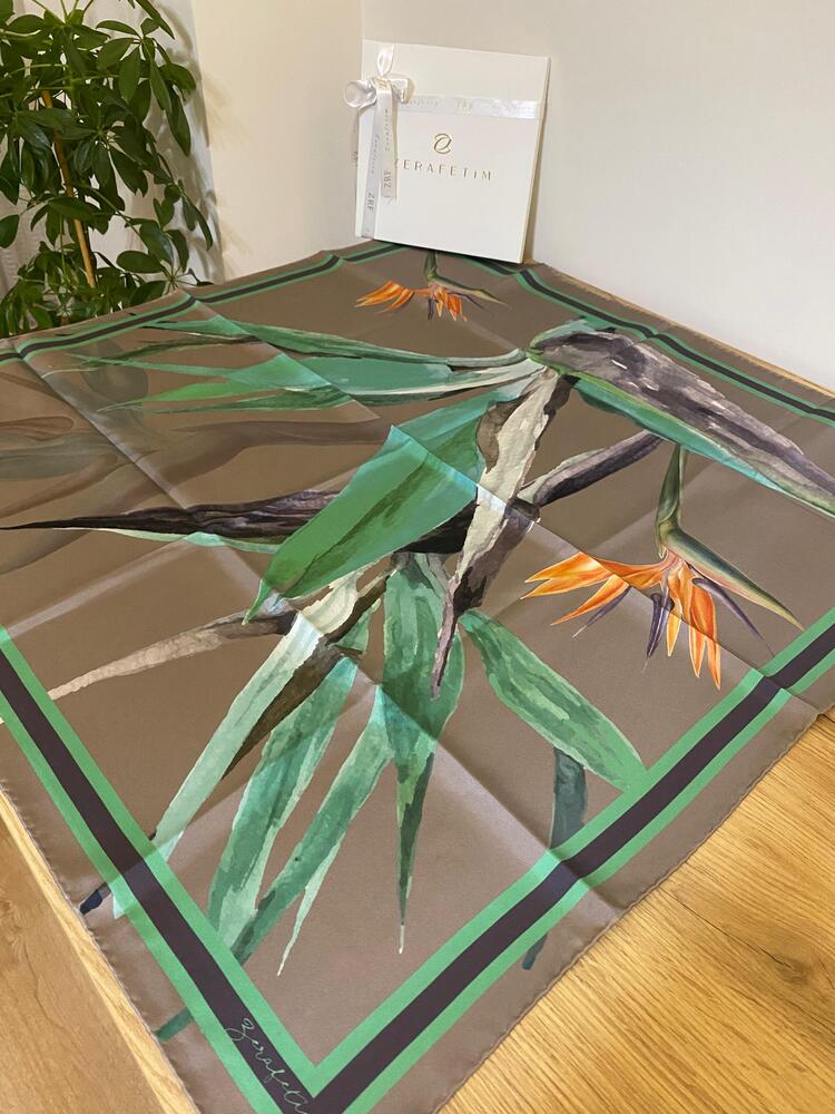  ZERAFETİM Paradise Desen İpek Twill Eşarp