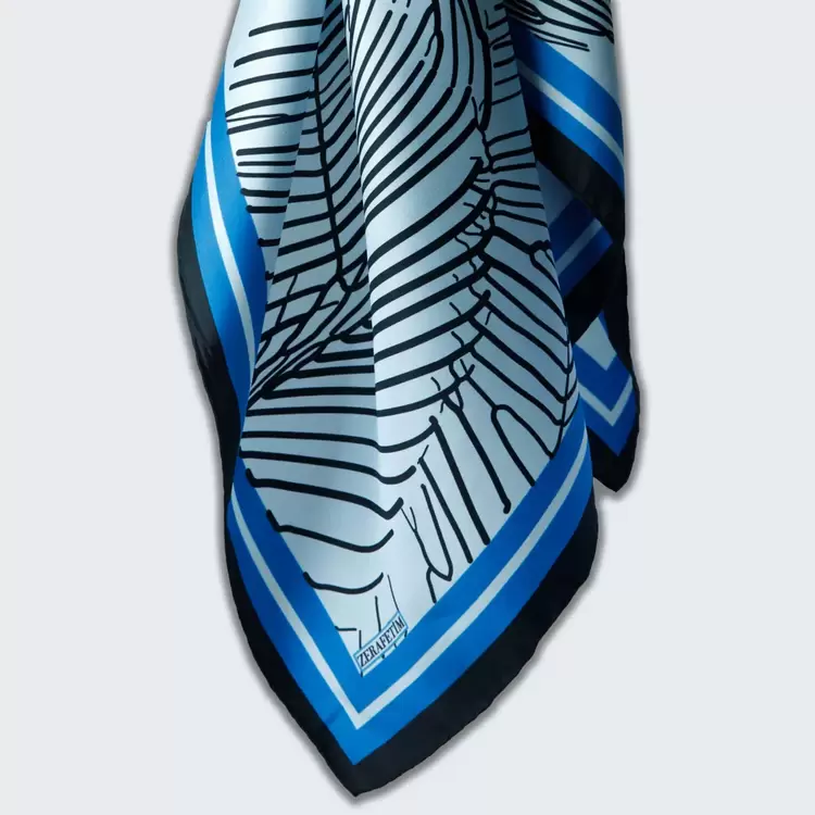 ZERAFETİM Yaprak Desen İpek Twill Eşarp