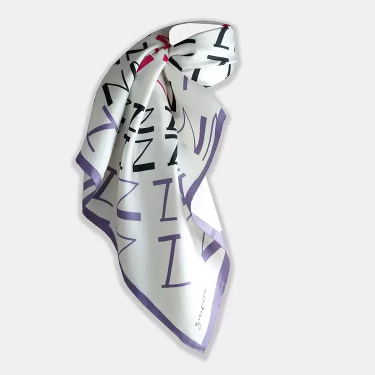 ZERAFETİM Z Radyal Desen İpek Twill Eşarp