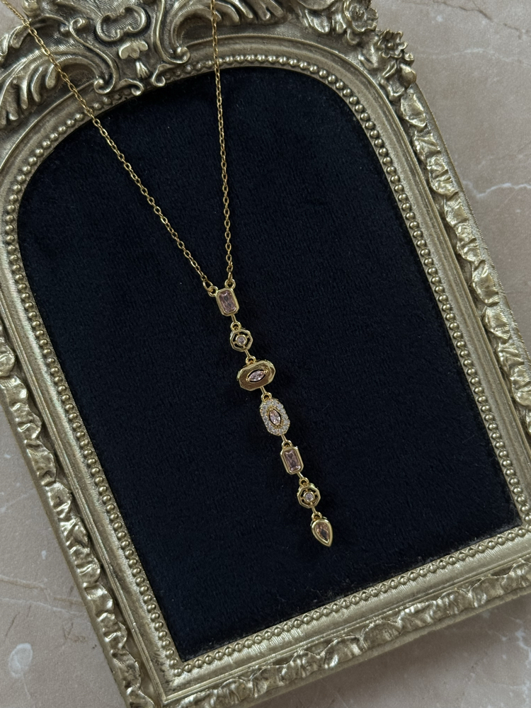 Çelik Gold Pembe Aura Kolye