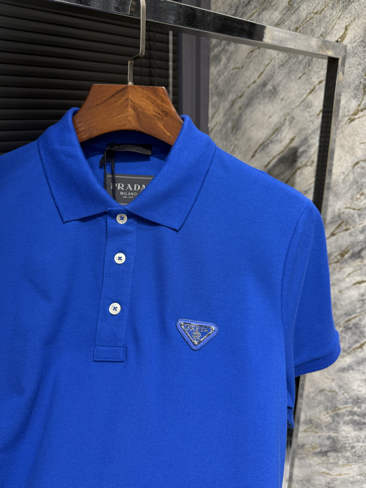 Premıum Prada Saks Mavisi Polo Yaka