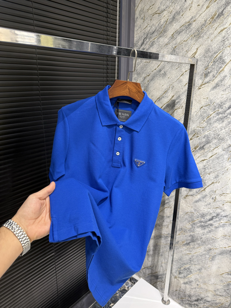 Premıum Prada Saks Mavisi Polo Yaka