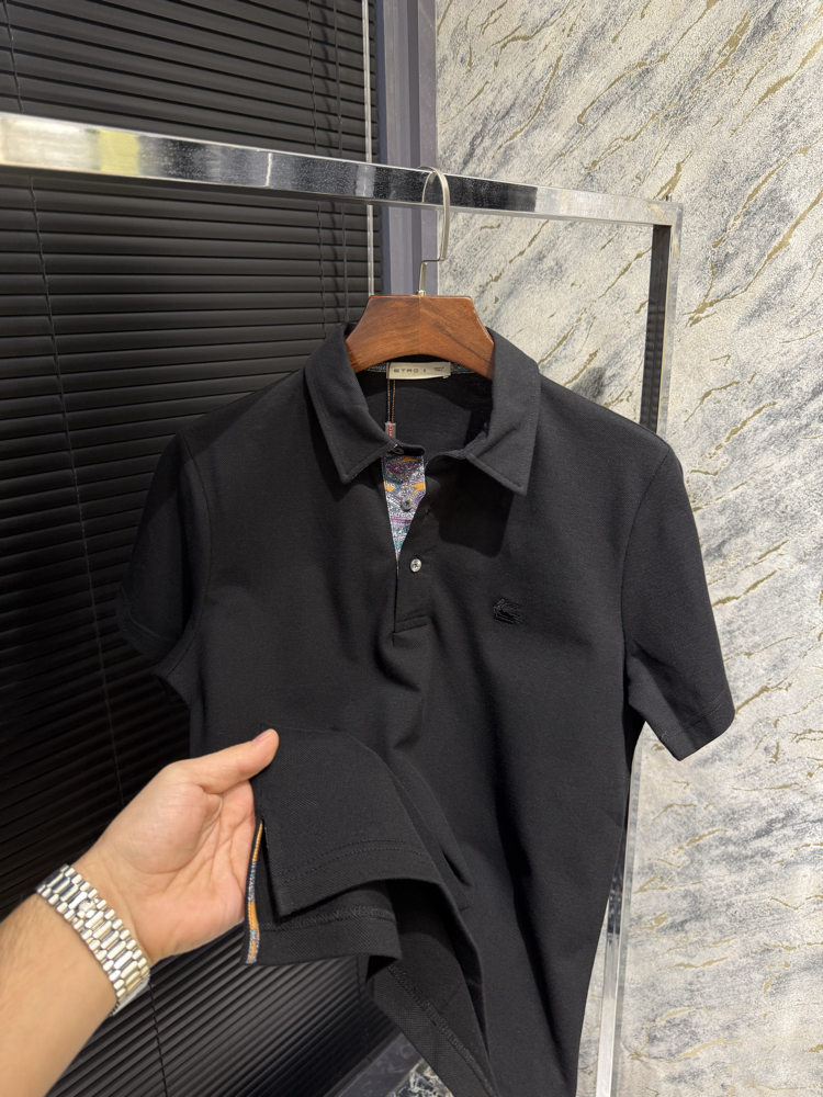 Premium Siyah Polo Yaka | Etro Detay Yaka