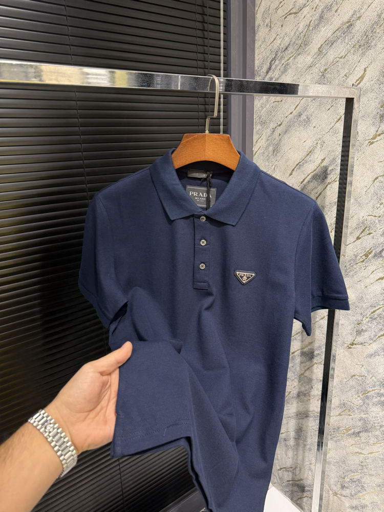 Premıum Prada Saks Mavisi Polo Yaka