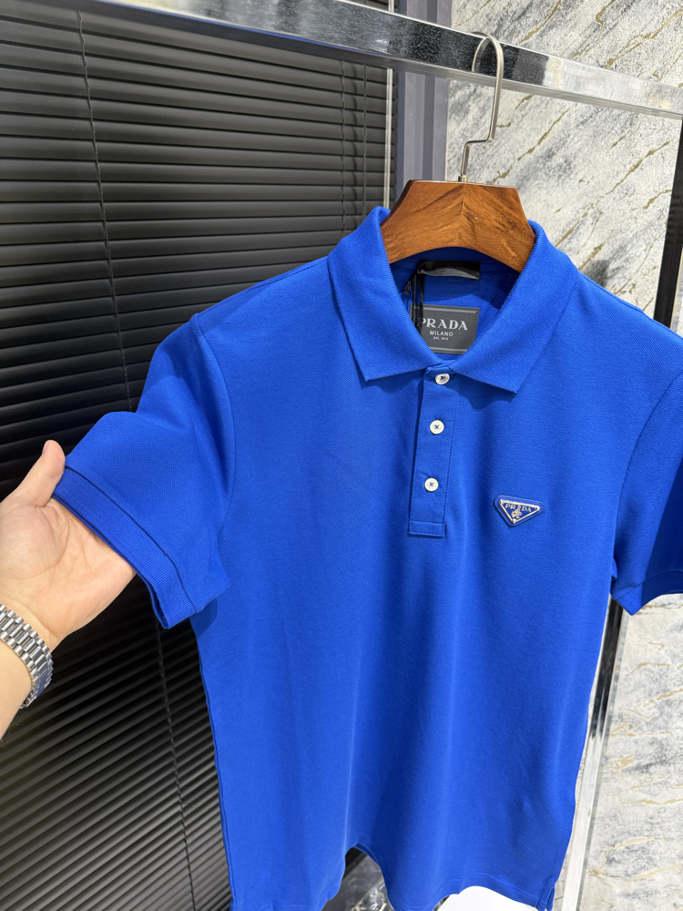 Premıum Prada Saks Mavisi Polo Yaka