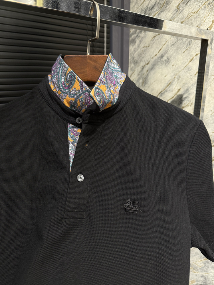 Premium Siyah Polo Yaka | Etro Detay Yaka
