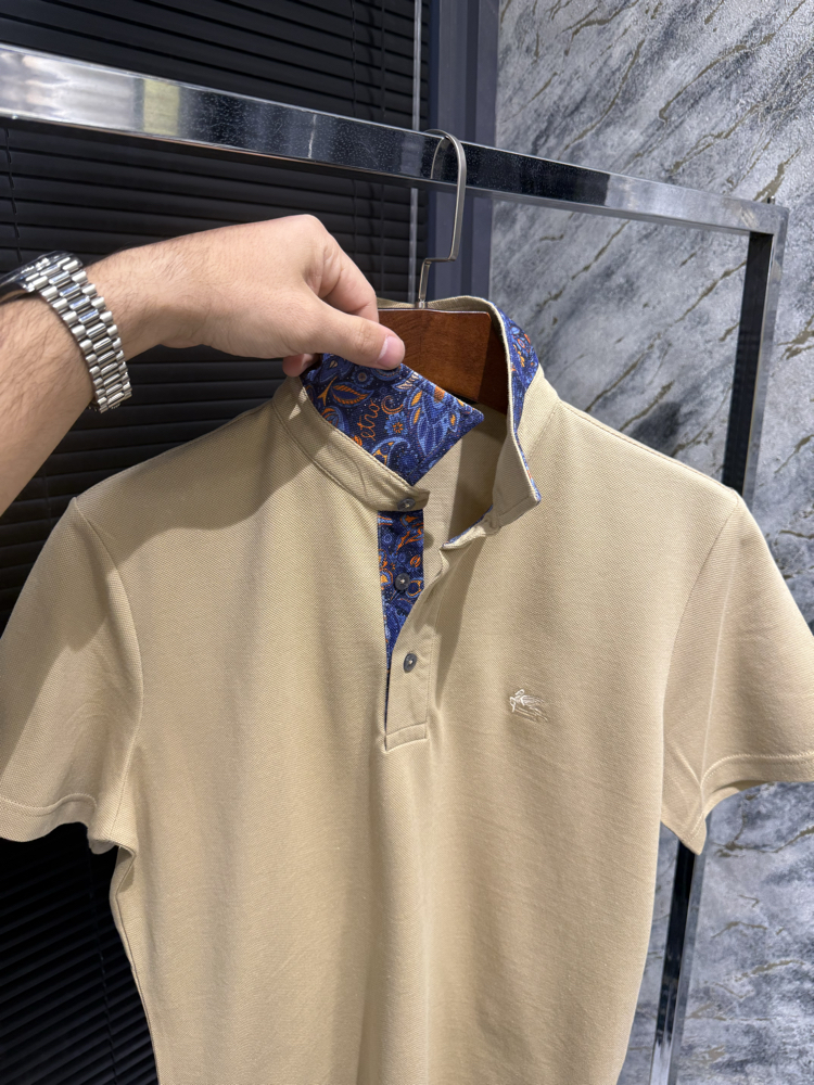 Premıum Vızon/Bej Rengi Polo Yaka | Etro Detay Yaka