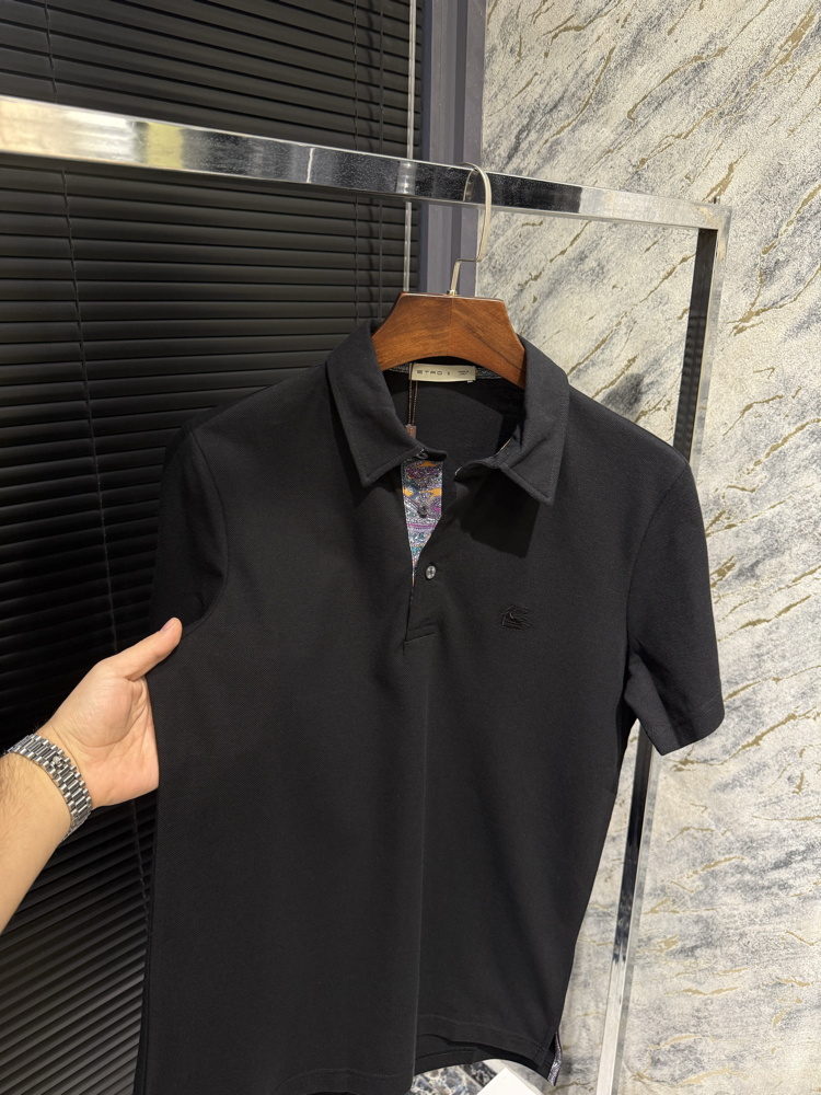 Premium Siyah Polo Yaka | Etro Detay Yaka