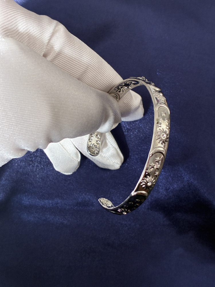 Vintage Desenli Silver Kelepçe