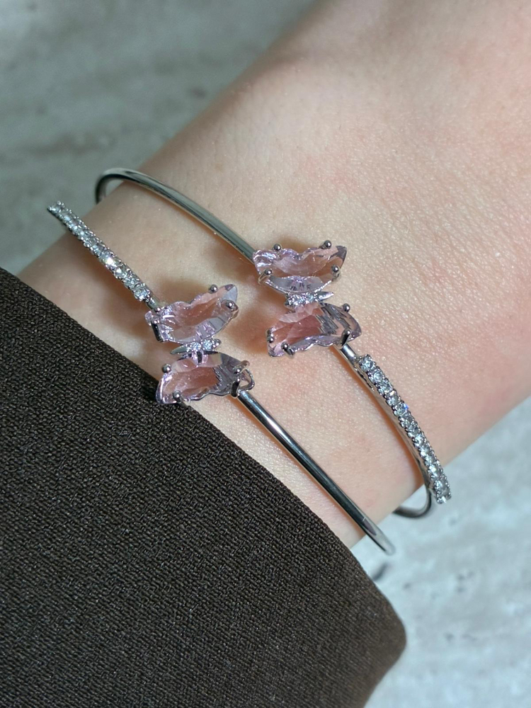 Pembe Taşlı Kelebek Bileklik | Ayarlanabilir