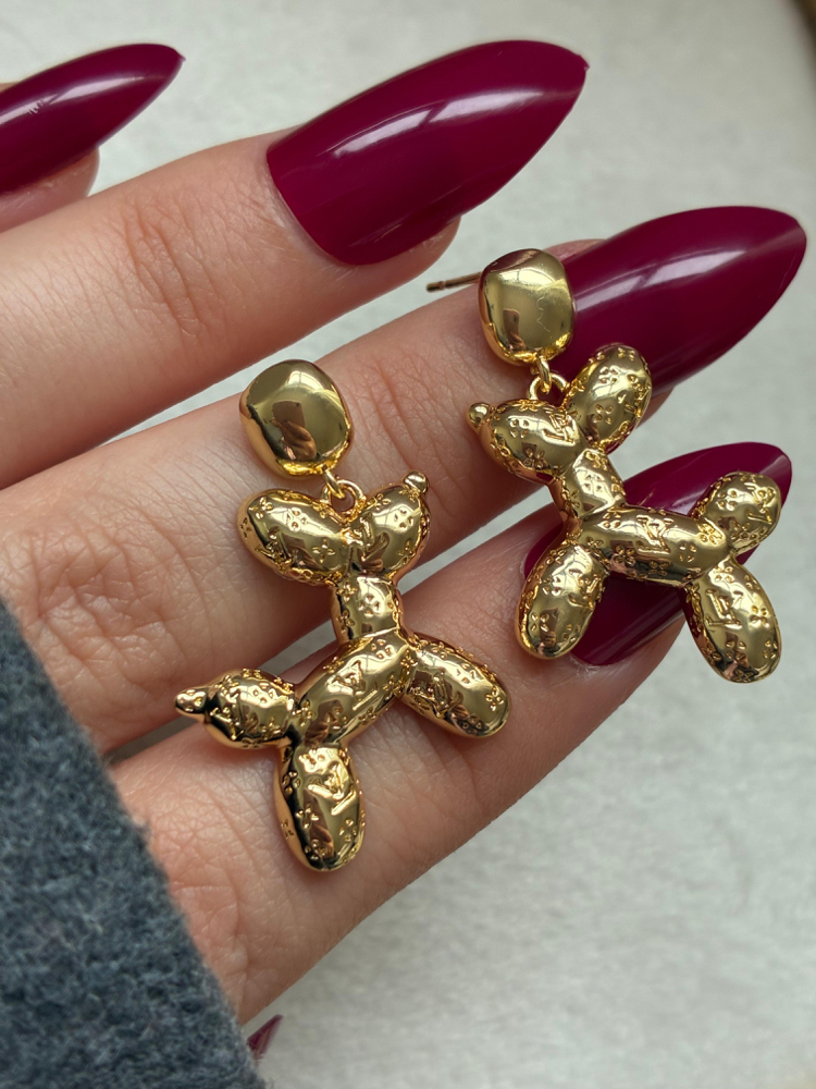 Balloon Dog Gold Küpe | Modern Tasarım